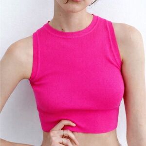 Zara Pink Ribbed Crop Top